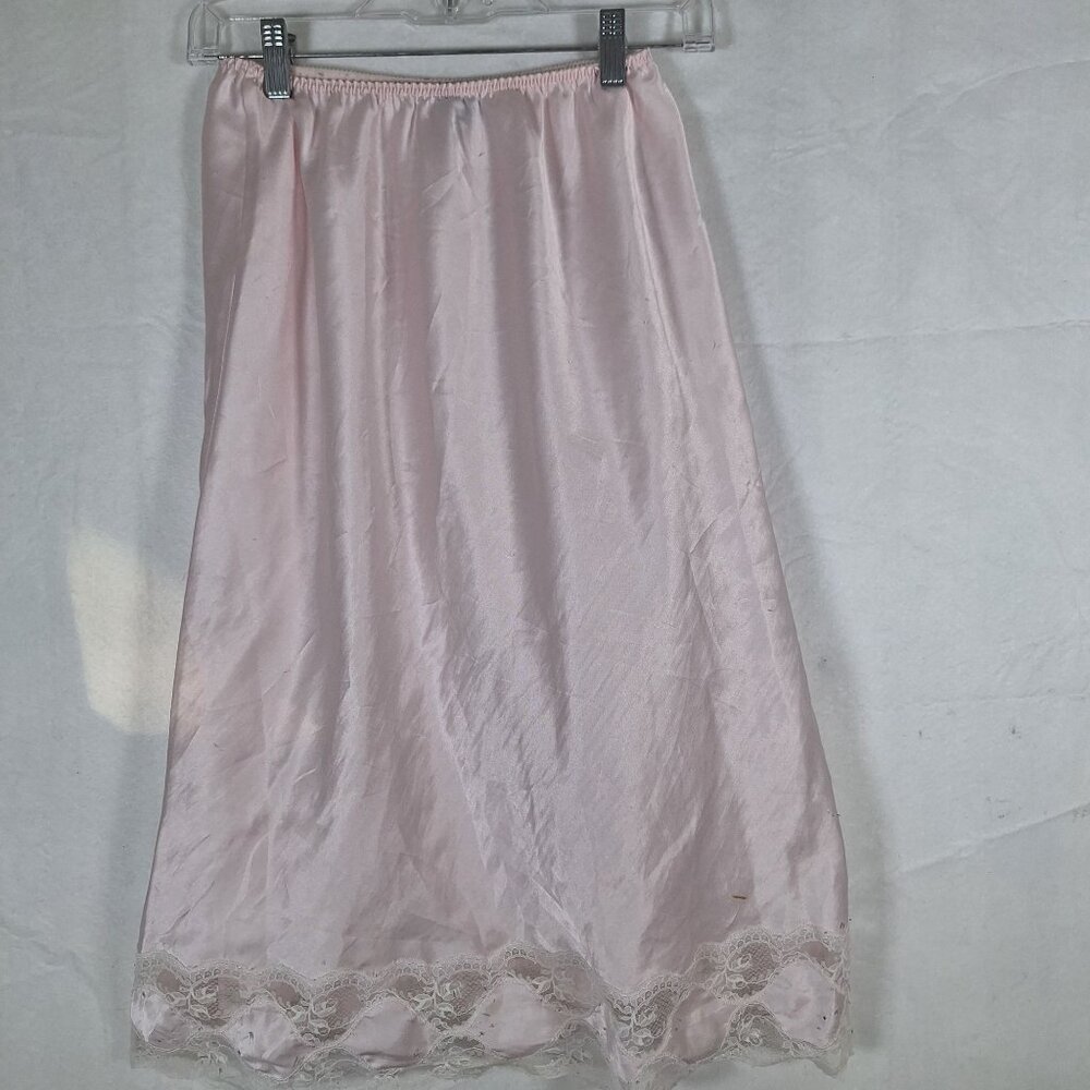 Vintage Etienne pink satin lace slip size medium - Picture 2 of 7